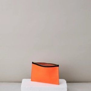 Ampersand As Apostrophe Neon Orange Leather Python Clutch  *New Never Used*